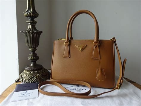 Prada PRADA Saffiano Lux Galleria Front Pocket Tote Caramel